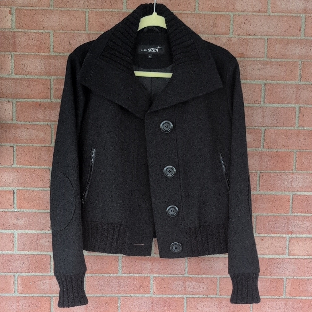 Black Rivet Sweater Collar Black Jacket